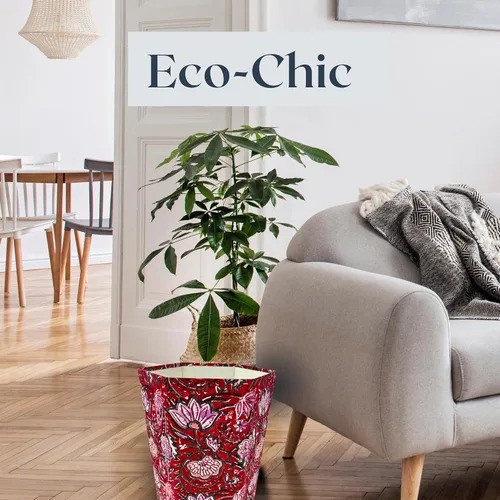 Miniatura 5 de Fern Trail Cesta de Basura de 3.3 Galones Pequeña Cesta de Basura Decorativa con Estampado en Bloque Sala de Estar, Dormitorio, Baño Ecológica