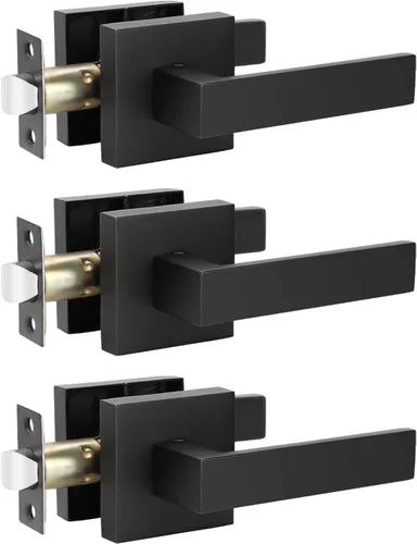 Miniatura 23 de KNOBWELL Paquete de 1 manija de puerta interior negra para uso en interiores, reversible para izquierda y derecha sin llave Negro