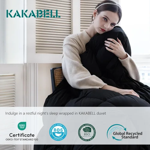 Miniatura 5 de KAKABELL Edredón de Pliegues Pinzados de Fibra de Plumón de Ganso Tamaño Twin Para Todas las Estaciones - Ultra Suave y Acogedor Relleno de Edredón