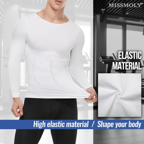 Miniatura 4 de MISS MOLY Men's Compression Shirts Long Sleeve Shapewear Body Shaper Slimming Undershirt