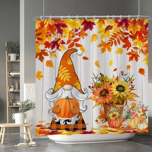 Miniatura 101 de Cortina de ducha de fantasma y gato negro para niños, 36 x 72 pulgadas, espeluznante y bonita, cortina de baño de Halloween con 6 ganchos, cortina