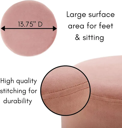Miniatura 10 de BIRDROCK HOME Otomana Redonda Reposapiés – Diseño Moderno Suave Acolchado – Ideal para Sala de Estar, Dormitorio – Reposapiés Compacto, Silla