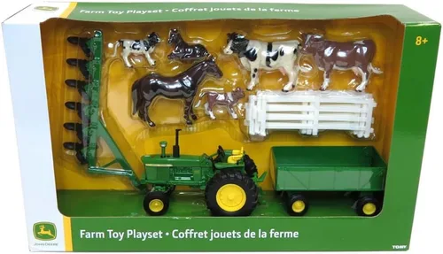 Miniatura 2 de TOMY John Deere Farm Toy Playset - Escala 1:32 - Incluye juguete de tractor fundido a presión, juguetes de animales de granja y accesorios