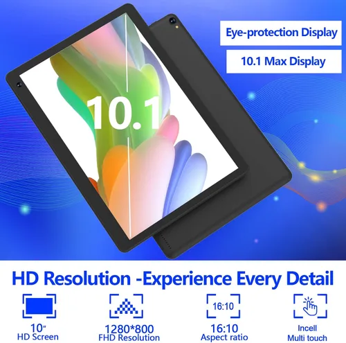 Miniatura 4 de Tablet Android 15 de 10 pulgadas, 8GB RAM 32GB ROM Potente CPU de cuatro núcleos, pantalla de resolución 1280* 800 Tablet PC, cámara de 8MP