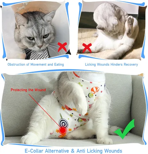 Miniatura 3 de Coppthinktu Traje de recuperación de gato para mujer, mameluco transpirable para después de la cirugía para heridas abdominales o enfermedades
