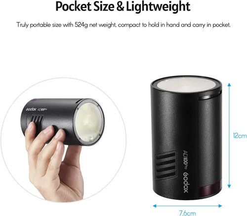 Miniatura 3 de GODOX AD100Pro Luz de Flash de Estudio en Bolsillo para Fotografía con Pantalla OLED 5800K 1/8000s Sync TTL/Multi/M Flash Integrado 2.4G Wireless X