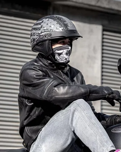Miniatura 8 de ILM Medio casco de fibra de vidrio para motocicleta con visera para motocicleta, crucero, ciclomotor, scooter DOT modelo A213 Bandera patriótica.