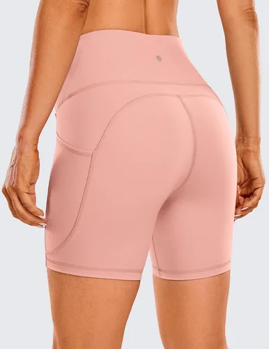 Miniatura 8 de CRZ YOGA Women's Brushed Naked Feeling Biker Shorts with Side Pockets 6'' - High Waist Matte Workout Yoga Gym Spandex