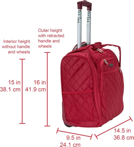 Miniatura 3 de Rockland Melrose - Maleta con ruedas, de porte vertical, para caber debajo del asiento, Rojo), BF31-RED