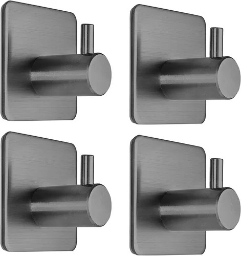 Miniatura 9 de Fotosnow Ganchos adhesivos para toallas, ganchos de pared resistentes al agua, de acero inoxidable para colgar abrigos, sombreros, toallas, colgador