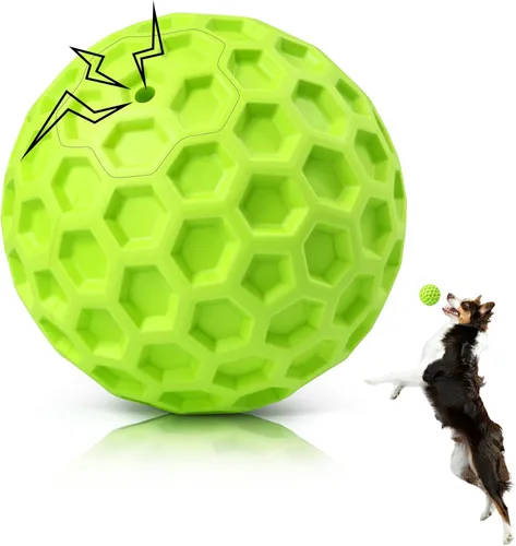 DISSKNIC Pelotas chirriantes indestructibles para perros, juguetes interactivos para perros masticadores agresivos, razas grandes para aliviar la