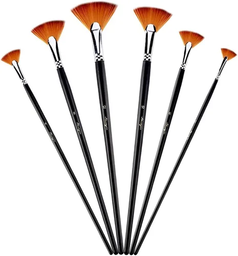 Miniatura 2 de Amagic Juego de 6 pinceles para pintar el cabello de nailon suave antidesprendimiento para pintura al óleo de acuarela acrílica, mango largo