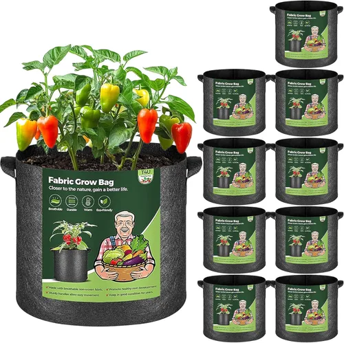 Miniatura 11 de T4U Bolsas de cultivo de 10 galones, macetas de tela para plantas, macetas de patatas, bolsas de jardín para cultivar verduras, bolsas de cultivo