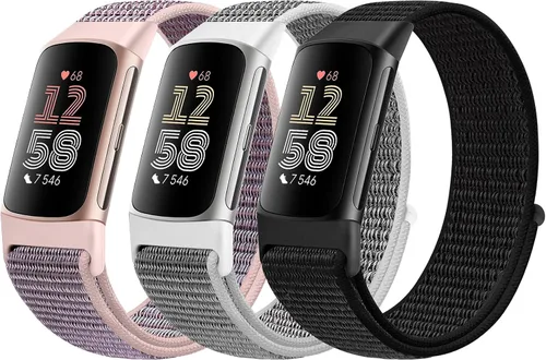 Miniatura 17 de Correas de nailon para reloj deportivo compatibles con Fitbit Charge 6/5, correa de muñeca ajustable, transpirable, de repuesto, suave, de bucle