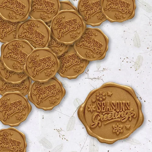 Miniatura 4 de Season's Greetings - Calcomanías adhesivas de Navidad, 25 unidades, prefabricadas con cera de sellado real (oro clásico)