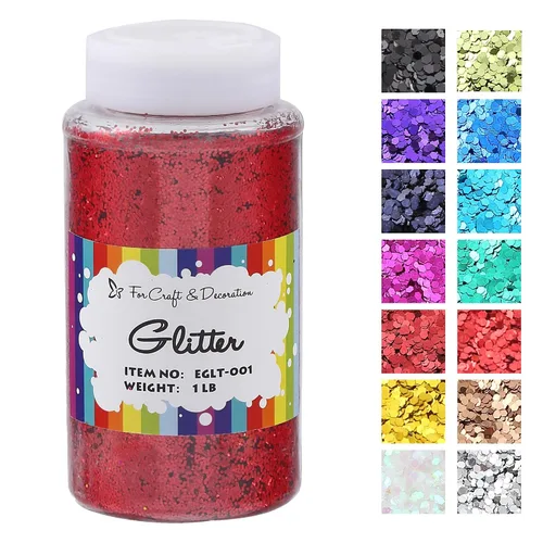 Miniatura 36 de Brillantina gruesa, 18 frascos de colores surtidos para manualidades, cuerpo, maquillaje y purpurina para uñas.