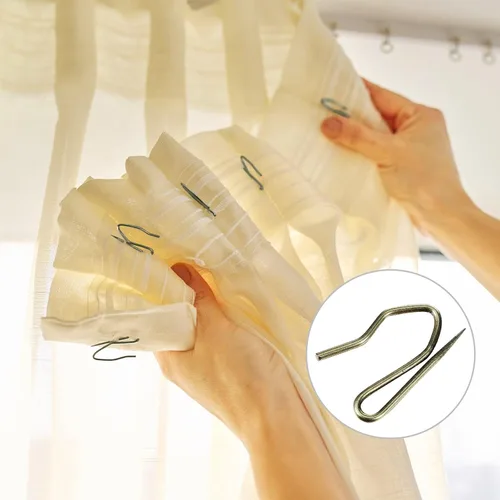 Miniatura 7 de Shappy Paquete de 120 ganchos para cortinas para cortinas, ganchos plisados de metal con caja transparente de 1.2 pulgadas para puerta de ventana