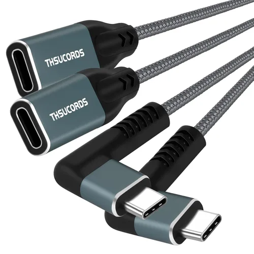 Miniatura 8 de Thsucords Cable de extensión USB C de 100 W, 0.3 pies, 10 Gbps 90 grados en ángulo recto USB C 3.2 macho a hembra, extensor de video 4K, cable