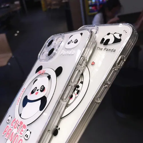 Miniatura 6 de Roemary Pandas - Funda para iPhone 13 Pro Max con diseño MagSafe, carga inalámbrica magnética transparente, funda de TPU transparente para iPhone 13