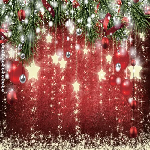 Miniatura 5 de Telones de fondo de Navidad con temática de bola roja, fondo de estrellas brillantes, telón de fondo de año nuevo para decoración de fiesta