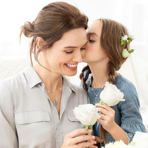 Miniatura 2 de DAOCHONG Regalos para el día de la madre, plata de ley S925, collar con colgante de corazón para madre, hija, nieta, familia, joyería de papá, mamá