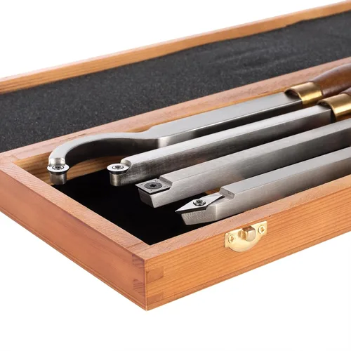 Miniatura 6 de Juego de 4 piezas de cinceles de torneado de madera con punta de carburo y hoja de acero inoxidable, en caja de madera Herramientas de torno de 4