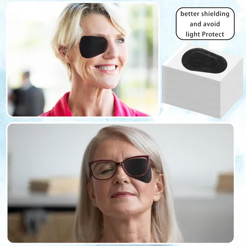 Miniatura 6 de 80 parches adhesivos para los ojos, almohadillas desechables para adultos, vendajes adhesivos sin látex (3.3 x 2.3 pulgadas, negro)