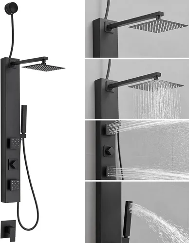 Miniatura 18 de BWE Juego combinado de ducha de mezclador de lluvia de lujo de 12 pulgadas cuadradas para baño, montado en la pared, sistema de cabezal de ducha
