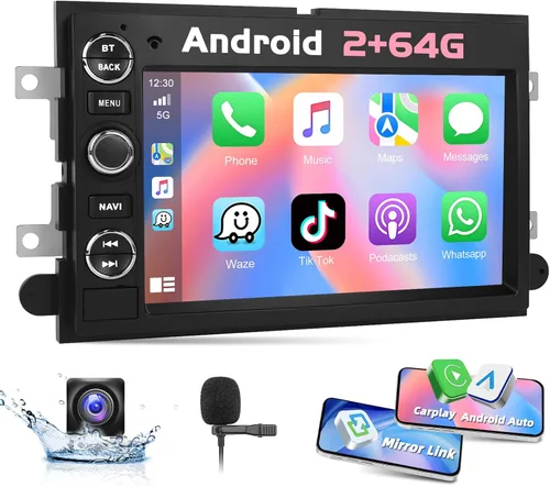 Miniatura 10 de 2+64G Radio estéreo para coche para Ford F150 con CarPlay inalámbrico Android Auto 7 "pantalla táctil Bluetooth audio con navegación GPS espejo