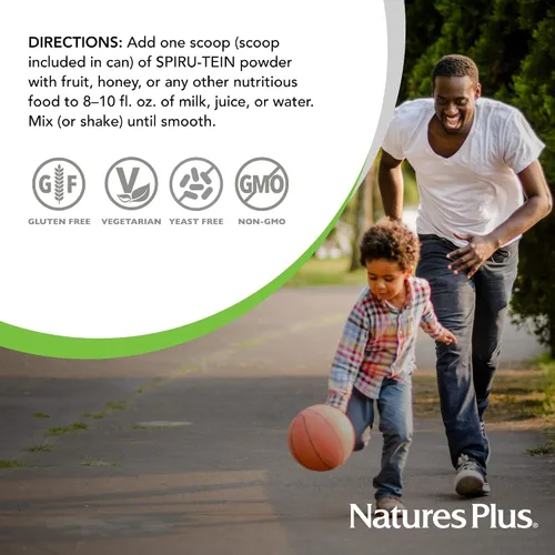 Miniatura 6 de NaturesPlus SPIRU-TEIN Simply Natural Chocolate original, 0.81 libras, batido de proteínas a base de plantas sin azúcar, sin OMG, vegetariano, sin