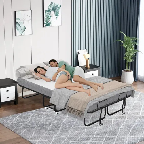 Miniatura 4 de Espsilto Cama plegable tamaño cuna con colchón para adultos, cama plegable portátil de 75 x 31 pulgadas para invitados, ahorro de espacio y fácil