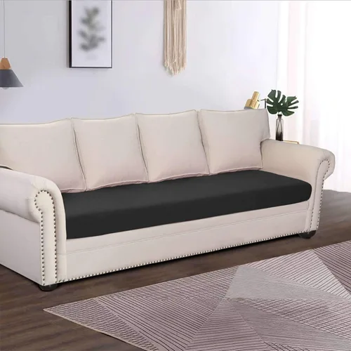 Miniatura 7 de MBROS Funda de cojín elástica para sofá de 2 cojines, protector de muebles de 1 pieza, funda de cojín para sofá, funda de cojín, color negro