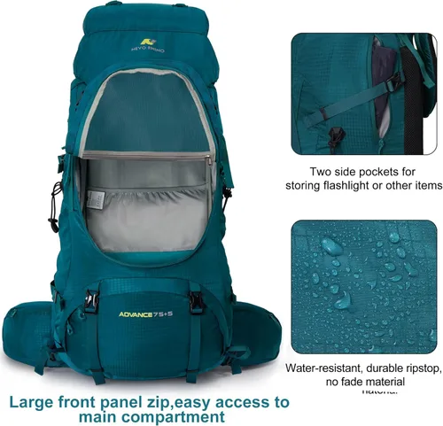 Miniatura 3 de N NEVO RHINO - Mochila de senderismo con marco interno 50, 60, 65, 70 y 80 L, mochila impermeable para escalar, camping, con cubierta de lluvia 20