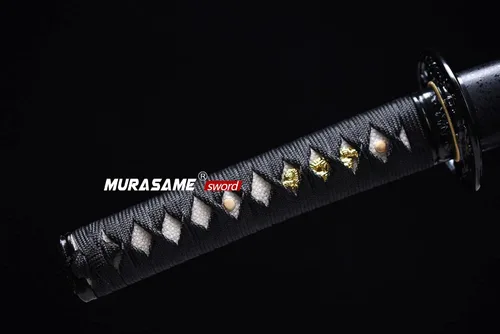 Miniatura 2 de MURASAME - Espada Wakizashi T10 de acero templado con arcilla, hamon real, hecha a mano, lista para la batalla