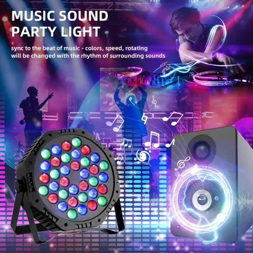 Miniatura 2 de 36 luces LED Par de luces DJ con cable RGB con control activado por sonido iluminación ascendente para bodas, fiestas, clubes, aparatos