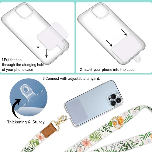 Miniatura 6 de Piefly Correa de muñeca cruzada para teléfono, cordones de flores para teléfono celular alrededor del cuello, correa floral ajustable para llaves