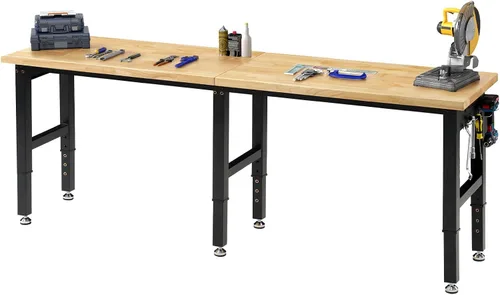 Miniatura 16 de SPECRAFT Banco de trabajo ajustable de 2 niveles de 48 x 20 pulgadas con 4 salidas de CA y 2 puertos USB, banco de trabajo resistente de capacidad