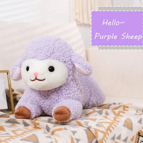 Miniatura 2 de ELAINREN Almohada rellena de ovejas moradas ultrasuaves Cuddle Cordero Felpa Cojín Decoración Regalos/19.6