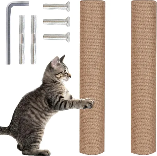 Miniatura 13 de PowerKing Poste Rascador de Repuesto de Sisal Natural, 4 Piezas de Repuestos de Poste Rascador para Gatos M8 para Reacondicionamiento, Blanco