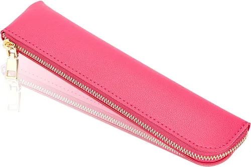 Miniatura 15 de Estuche de lápiz de cuero Sluxa, estuche delgado y suave para bolígrafos, estuche pequeño para lápices para adultos, estuche de lápiz de cuero