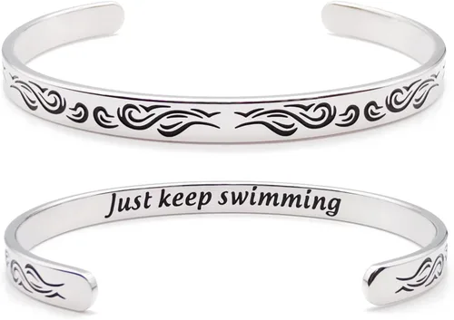 Miniatura 125 de Pulseras inspiradoras para mujer, joyería de acero inoxidable, con refranes, pulsera motivacional con mensaje oculto, pulseras grabadas para mejor