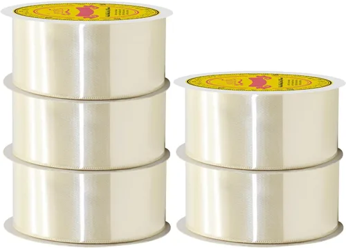 Miniatura 161 de Cinta de satén blanca antigua de doble cara de 1-1/2 pulgadas x 50 yardas, cinta de poliéster para envolver regalos, día de San Valentín, bodas