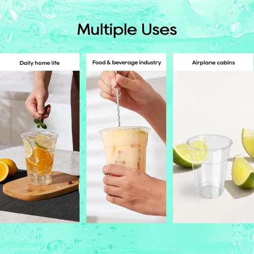 Miniatura 7 de Paquete de 100 vasos de plástico transparente de 16 onzas, vasos para bebidas frías para fiestas, vasos desechables transparentes para frutas