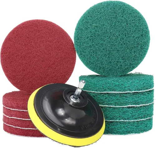 Miniatura 9 de Cepillo de taladro de 3 pulgadas, limpiador de azulejos y bañera resistente, kit de limpieza para el hogar, incluye accesorio de taladro, 5 rojas, 5