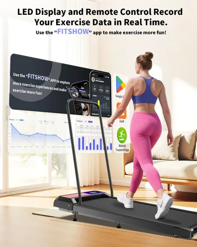 Miniatura 5 de HCOIW Walking Treadmill Pad with Incline - Portable Under Desk Treadmill, Walking Mat Pad with Handle Bar, 2.5HP Low Noise, 2 in 1 Treadmills for
