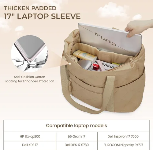 Miniatura 5 de befen Bolsa de mano para computadora portátil para mujer, bolsa de viaje para enfermera, bolsas acolchadas acolchadas, bolsa de playa ligera e