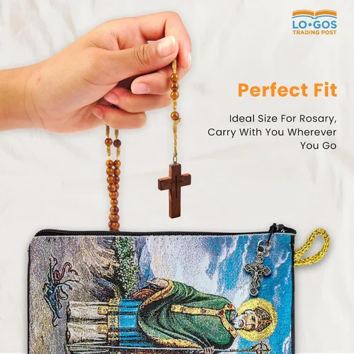 Miniatura 52 de Bolsa de rosario católico, estuche de rosario de bautismo para niños con números 6:24-26, versículo de la Biblia, 4 x 6 pulgadas, joyería y monedero