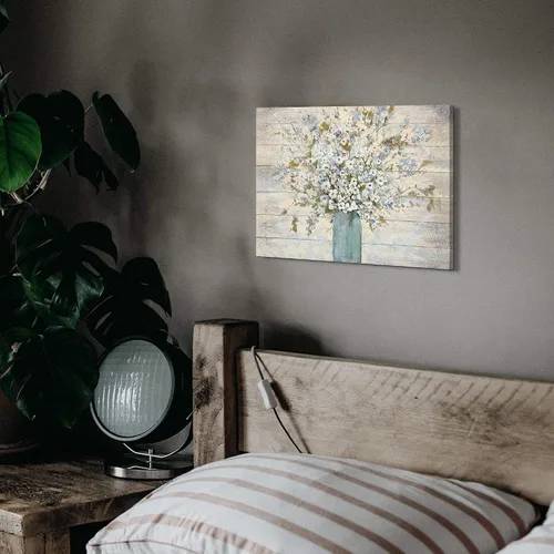 Miniatura 5 de Lienzo abstracto de flores para pared: imagen floral en tarro de masón, pintura con estampado de flores blancas para baño, dormitorio, decoración