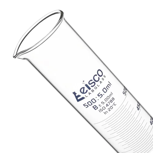 Miniatura 3 de EISCO Cilindro graduado, 16.9 fl oz - Tolerancia clase B ±5.0.0 fl oz - Base redonda - Graduaciones azules - Vidrio de borosilicato 3.3