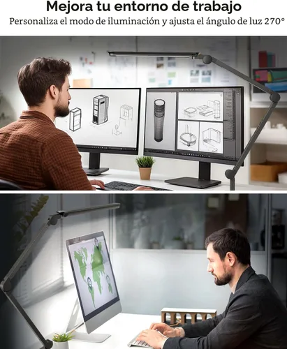 Miniatura 7 de Lámpara de escritorio LED con abrazadera, lámpara de escritorio de arquitecto con control remoto, luz de escritorio de brazo oscilante flexible